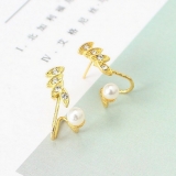 韩国 时尚精美马眼优质镶钻 甜美珍珠耳夹骨耳钉