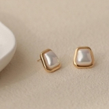 S925银针韩国简约珍珠气质大气轻奢法式小众网红高级设计感耳钉耳饰