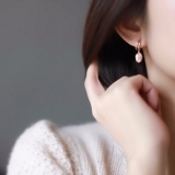 S925银针韩国滴油郁金香长款时尚小众法式高级设计感耳钉耳饰