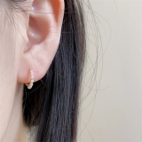 S925银针韩国简约小米粒珍珠大气小众轻奢精致气质高级设计感耳扣耳饰