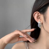 S925银针韩国复古法式镶钻珍珠温柔港风百搭冷淡风高级设计感耳钉耳饰