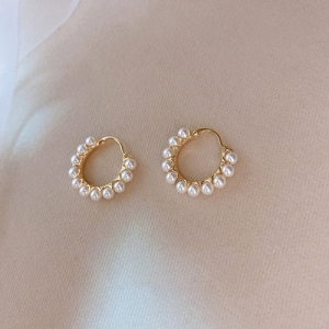 【真金电镀】韩国珍珠气质轻奢小众高级设计感耳扣【环保】