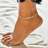 夏季沙滩时尚简约多层金属脚链 个性百搭男女通用饰品