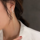 S925银针韩国超仙几何锆石长款流苏一款两戴轻奢气质高级设计感耳钉耳饰