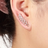 S925银针韩国时尚对称镂空树叶欧美轻奢小众气质高级设计感耳钉耳饰