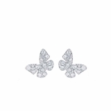 S925银针韩国简约满钻蝴蝶小众气质百搭甜美气质高级设计感耳钉耳饰