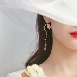 S925银针韩国简约花朵长款流苏气质轻奢小众高级设计感耳钉耳饰