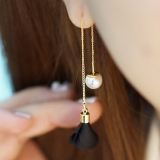 S925银针韩国简约珍珠花朵长款流苏轻奢气质小众高级设计感耳线耳饰