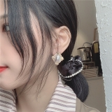 S925银针韩国简约复古宫廷风珍珠法式气质高级设计感耳钉耳饰