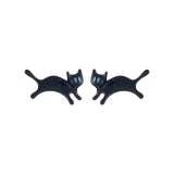 S925银针韩国卡通可爱黑猫小众潮流百搭气质个性高级设计感耳钉耳饰