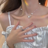 【17号左右】韩国简约珍珠蝴蝶气质轻奢小众高级设计感锁骨链