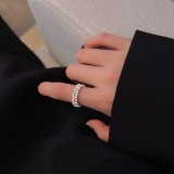 【真金电镀】韩国简约清新珍珠甜美气质高级设计感开口戒指【环保】