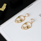 韩国简约个性笑脸珍珠长款夸张设计轻奢小众高级设计感耳钉耳饰