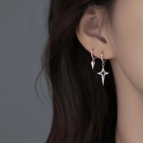 S925银针韩国简约十字架星星不对称小众轻奢气质高级设计感耳扣耳饰