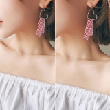 S925银针韩国简约复古爱心桃心条纹织带轻奢小众气质高级设计感耳钉耳饰