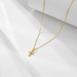 韩国简约气质欧美镶钻十字架小众轻奢高级设计感锁骨项链
