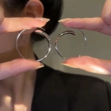 S925银针韩国简约圆圈小众轻奢气质冷淡高级设计感耳圈耳饰