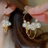 【22号左右】S925银针韩国简约法式复古大小珍珠C形时尚小众气质高级设计感耳钉耳饰