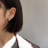 【真金电镀】韩国简约金属格纹圆圈气质小众冷淡高级设计感耳扣耳饰【环保】