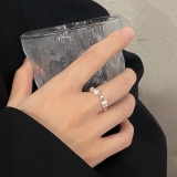 韩国不规则碎银子珍珠戒指女轻奢小众设计高级感食指戒时尚个性指环潮