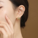 S925银针韩国高级感轻奢风光面几何小众设计金属感气质耳饰工厂耳环女