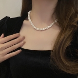 多层珍珠缠绕项链轻奢小众高级感锁骨链女气质百搭闺蜜项链