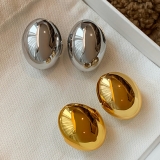 欧美小众设计镜面金蛋壳椭圆球高级感夸张独特金属耳环耳扣