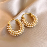 【23号左右】韩国轻奢精致满珍珠圆形耳扣韩式时尚小众设计高级时尚耳环