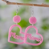 跨境 粉色母亲节爱心吊坠设计圆形搭配派对装饰母亲节耳环耳饰品