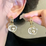 韩国字母双G耳环 高级感韩国时尚创意个性耳钉耳饰品批发
