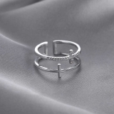 双层十字架戒指小众设计感冷淡风高级感开口戒指环女