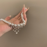 镶钻水滴锆石珍珠项链法式温柔气质颈链时尚轻奢高级感锁骨链批发
